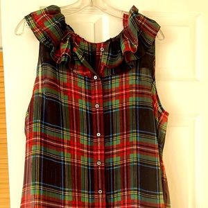 J Crew Holiday Plaid Blouse